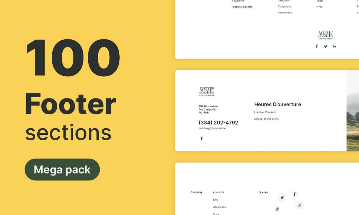 100 Footer Sections Designs | Free Figma Template