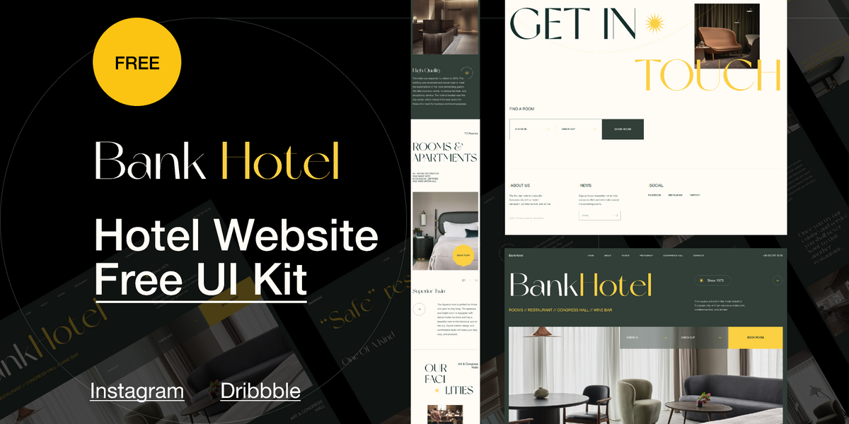 Hotel UI Kit 5 Pages | Free Figma Template