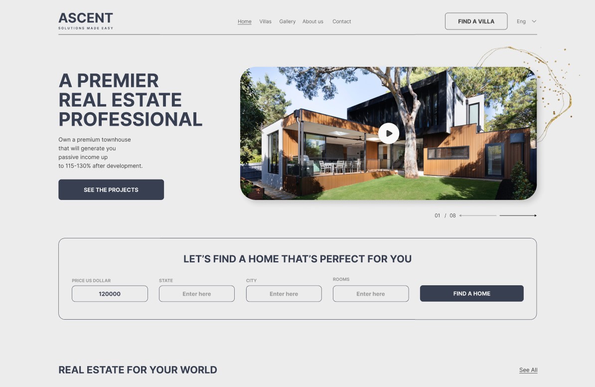 ASCENT Real Estate Landing page website