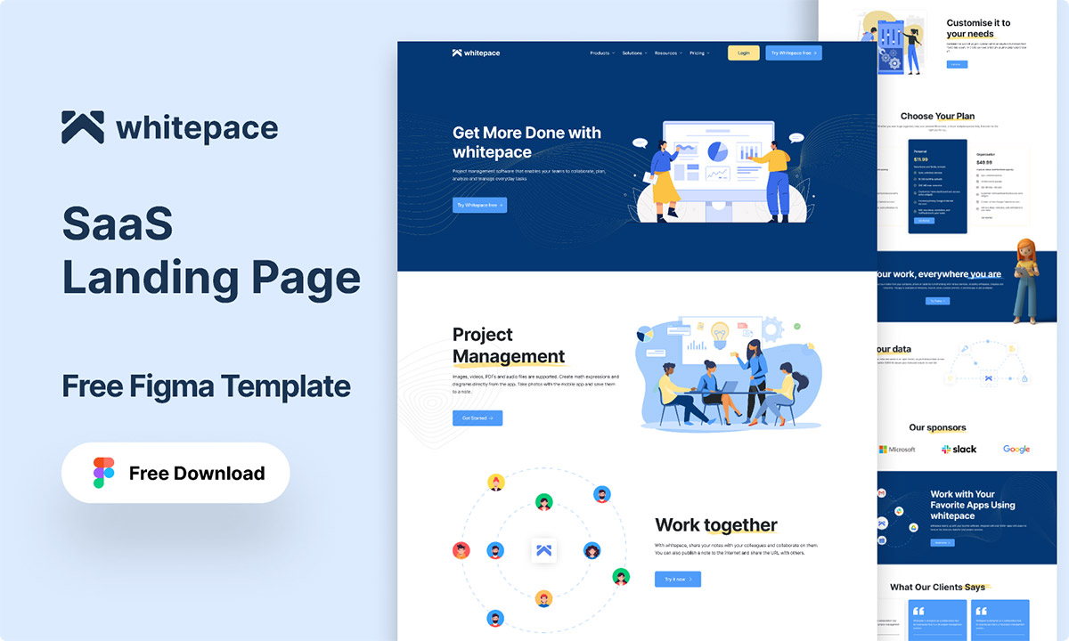 Whitepace - SaaS Landing Page | Free Figma Template