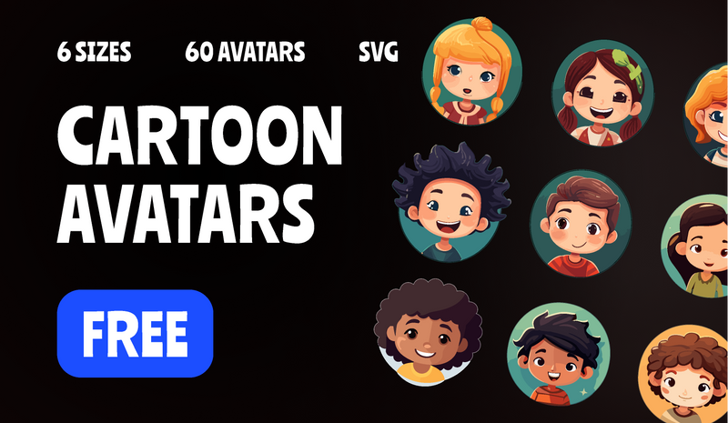 Cartoon Avatars | Free 60 avatars | Free Figma Template