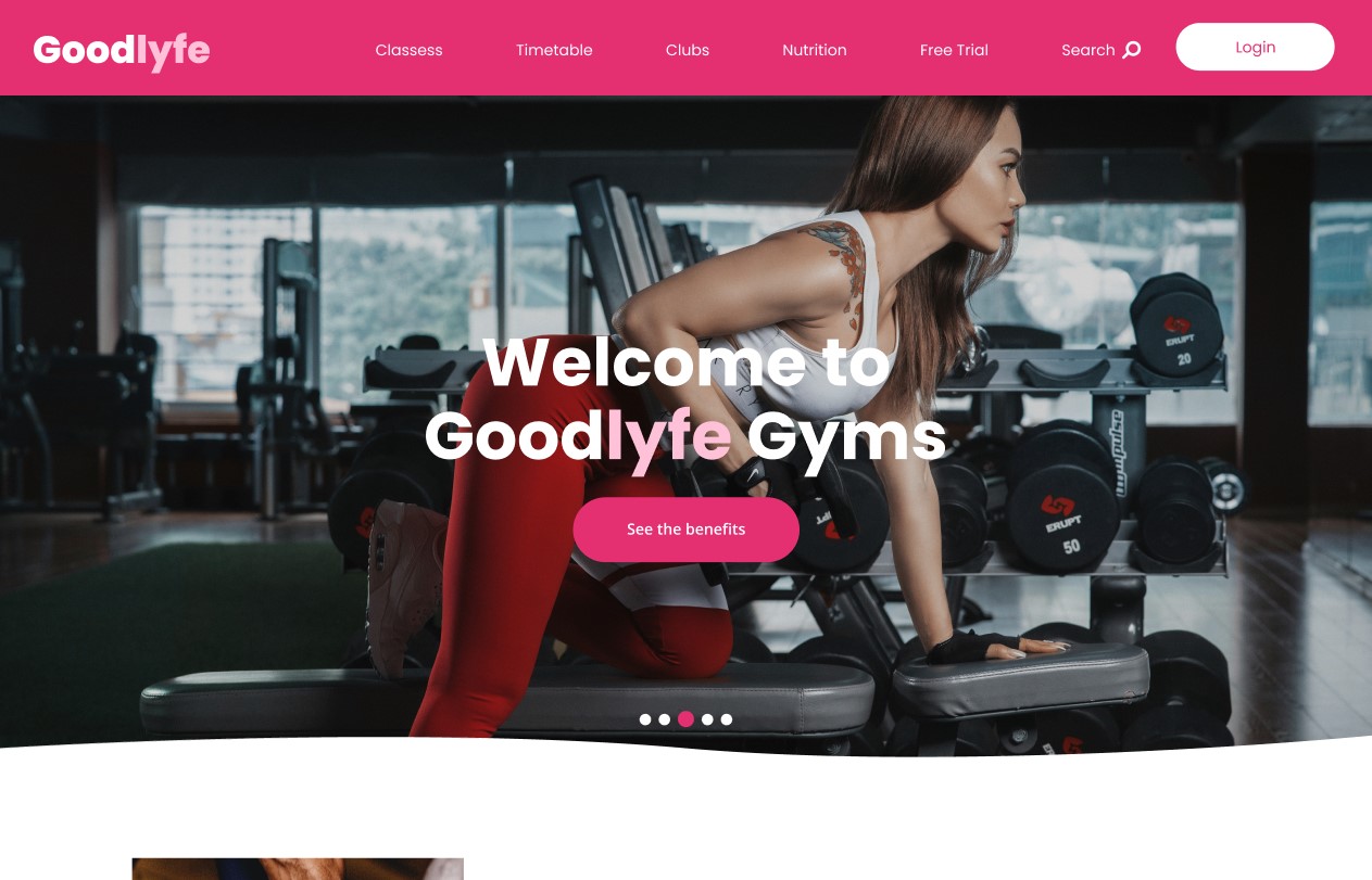 Goodlyfe Gym Landing Page UI Kit | Free Figma Template