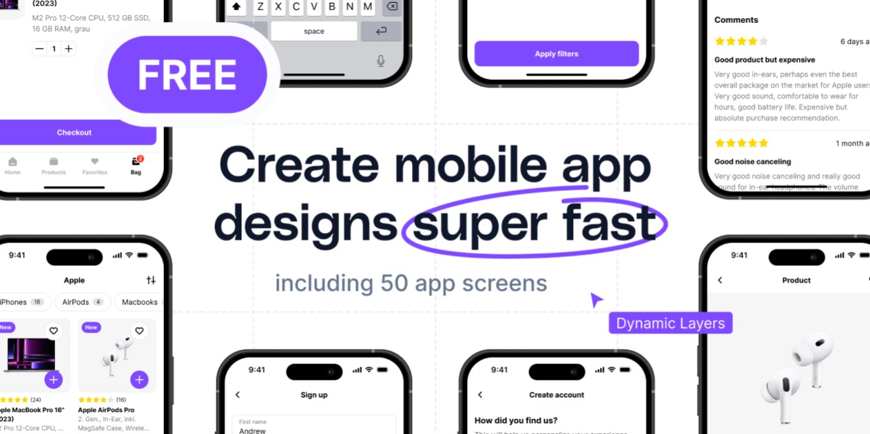 Mobile App Design UI Kit | Free Figma Template