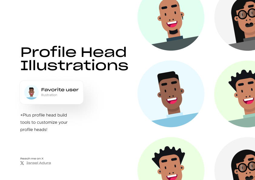 6 Profile Head Illustrations | Free Figma Template