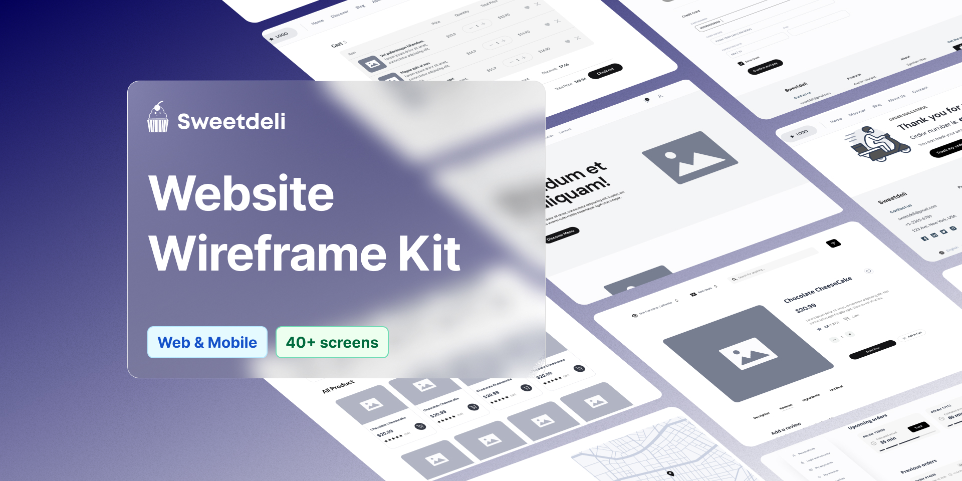 sweetdeli - 40+-screens-website-wireframe-kit